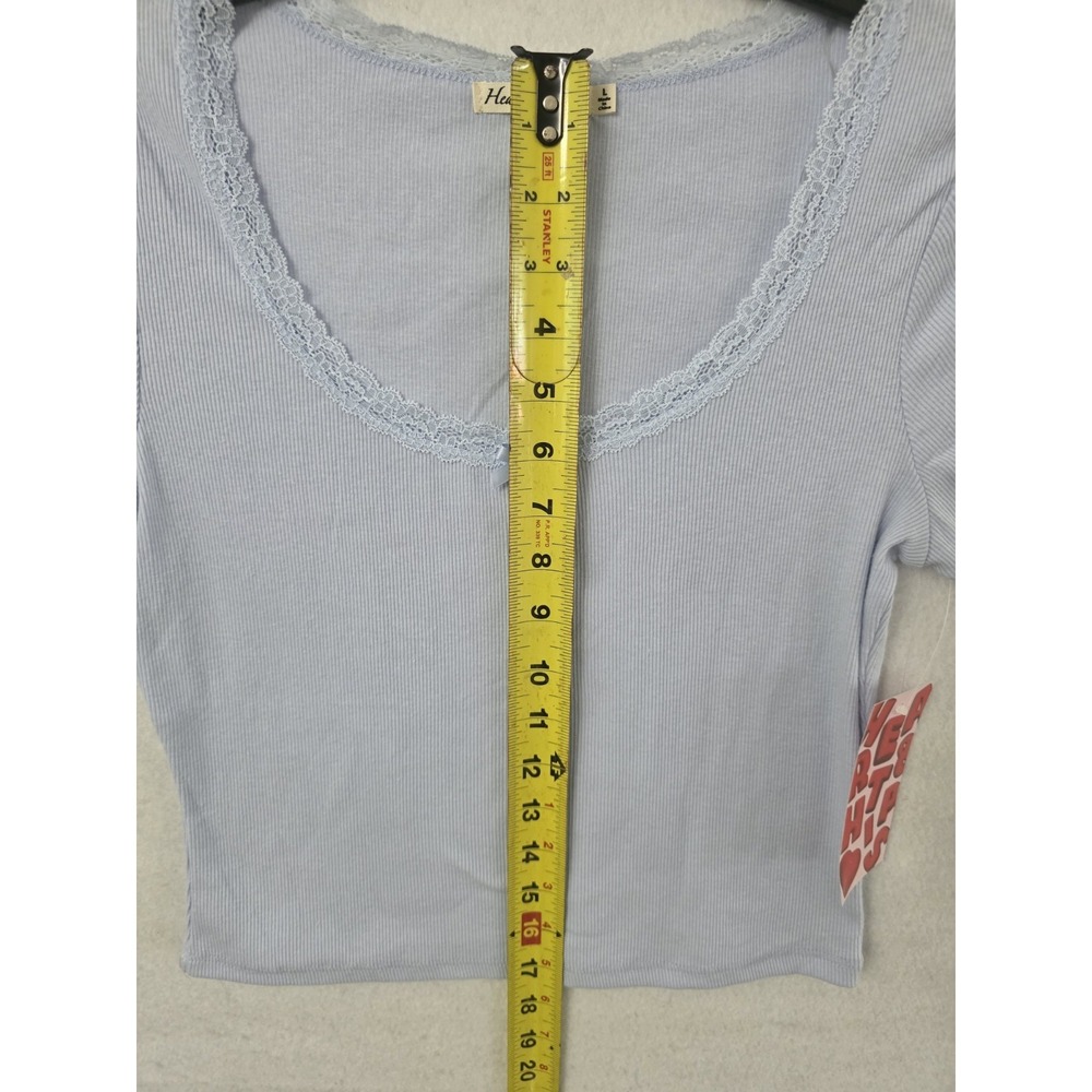 Heart & Hips blue crop top with  lace trim details Size L‎ - Picture 2 of 6